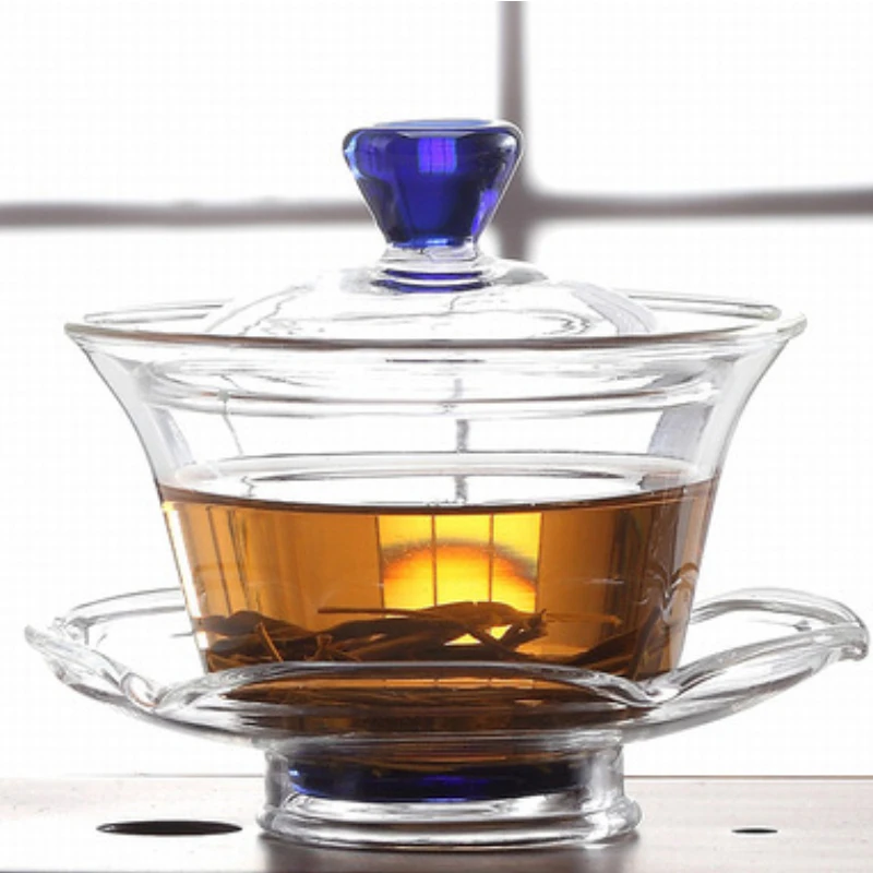 Glass Gaiwan Tea Cup Bowl Puer Mugs Nut Chawan Soup Tureen Cover Kung Fu Tea Soup with Lid Chinese