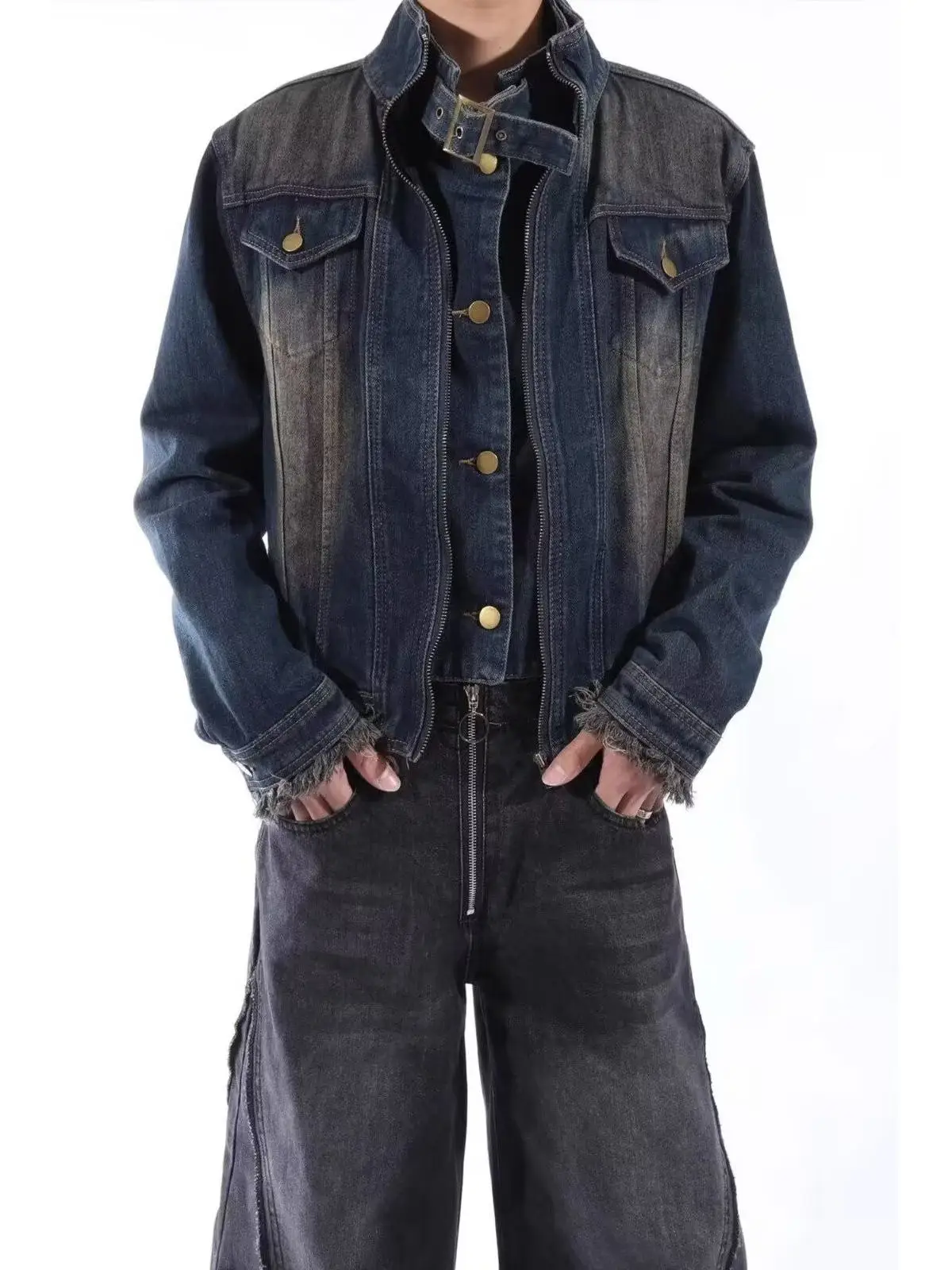 

Американская ретро-куртка из денима для мужчин, свободного кроя, в стиле High Street, весна-осень, рабочая одежда, молодежный тренд