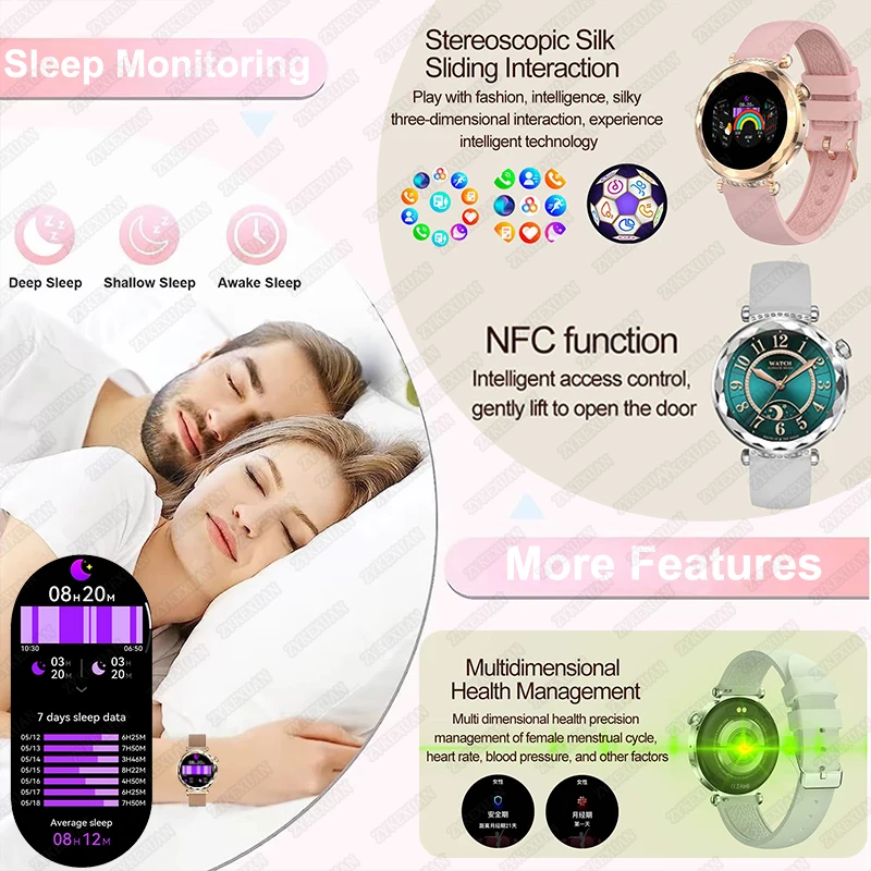 Uhr GT5 Mini Smart Uhr Frauen 390*390 AMOLED Bildschirm Bluetooth Anruf NFC IP68 Wasserdichte Herzfrequenz Gesundheit Monitor smart Uhr