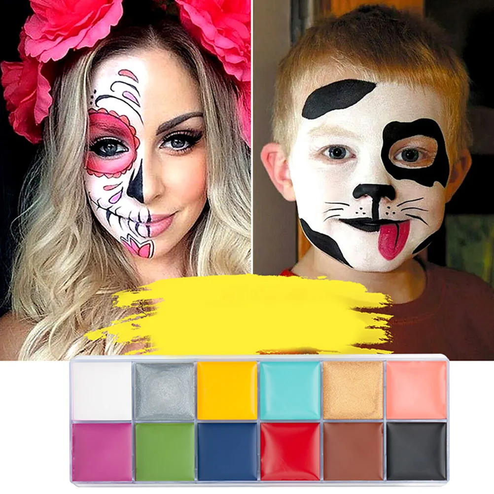 

12 Colors Face Body Paint Oil Based Bright Pigments Art Makeup For Party Sports Role Play Eco Painting