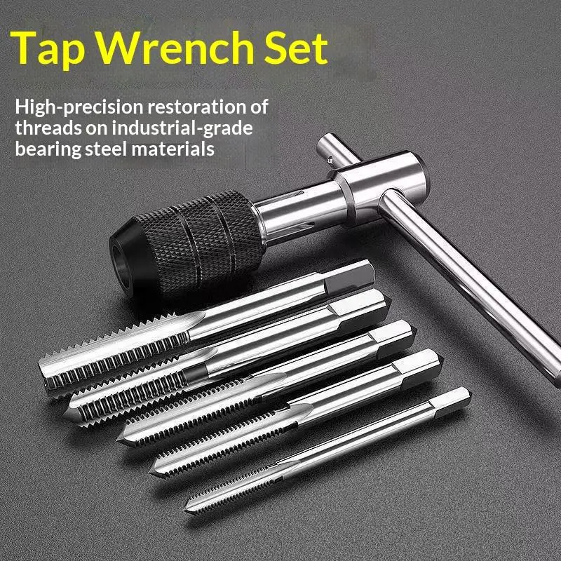 Thread Drill Bit Manual Tapping Wrench T Shaped Handle Adjustable M3 M6 Set Hardware Tool Accessory