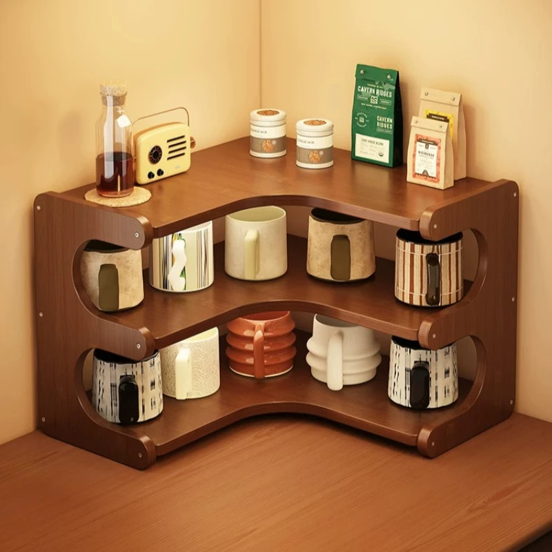 Dish Countertop Rack Kitchen Organizers Corner Shelf Pantry Room-specific Holder Gadgets Wooden Prateleira House Accessories
