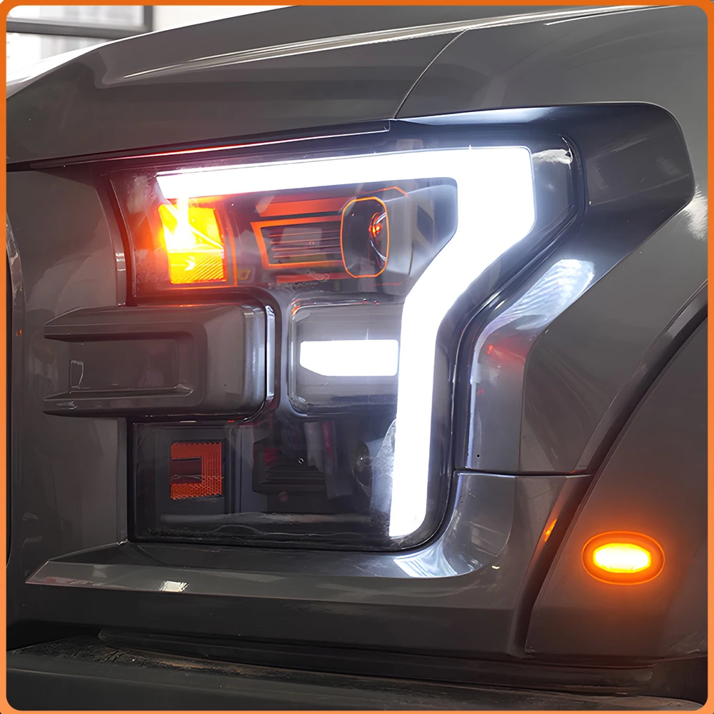 Conjunto de Faros Delanteros para Ford Raptor F-150 2015-2020, Actualización LED con Luz Direccional, Lente Proyector, Plug and Play