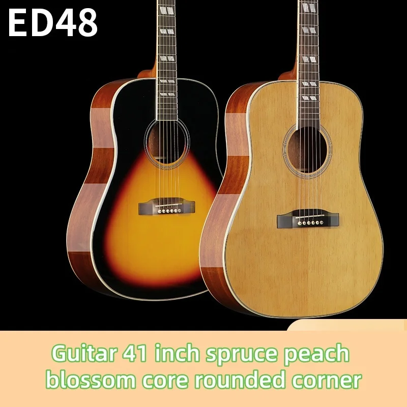 Kabat ED48 Acoustic Guitar 41 Inch Spruce Peach Blossom Core Bright Light Finish Rounded Corners