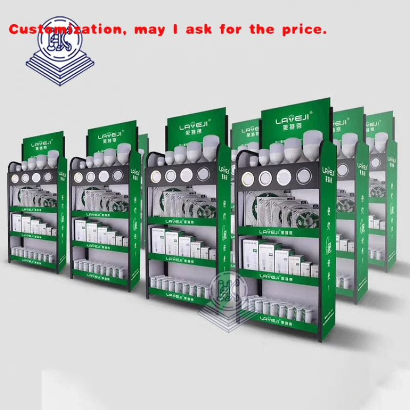 custom.Floor Standing Metal Exhibitor Commercial LED Light Bulb Lamp Display Stand Rack