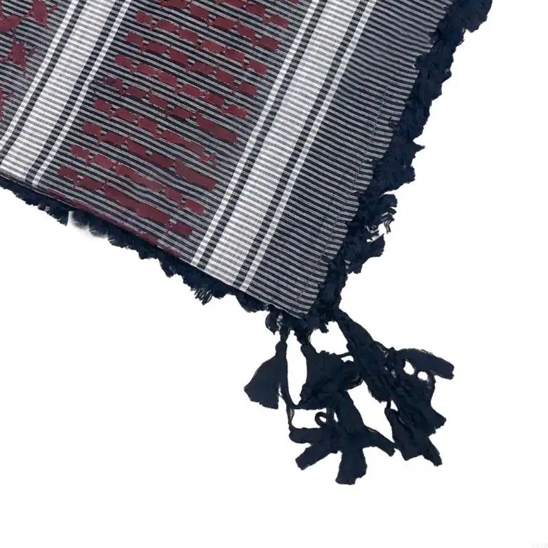 Y5JD Người Hồi giáo Khăn quàng cổ Shemagh Head Head Scarf Dân tộc Ả Rập Dubaisaudi Neatwrap Breathable Sa mạc Headwrap Keffiyeh