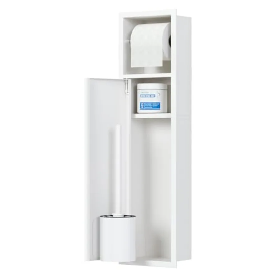 

Встраиваемый держатель для туалетного ершика из нержавеющей стали SUS304, антикоррозийный, настенный, для хранения туалетных принадлежностей, матовый белый, 4 отделения