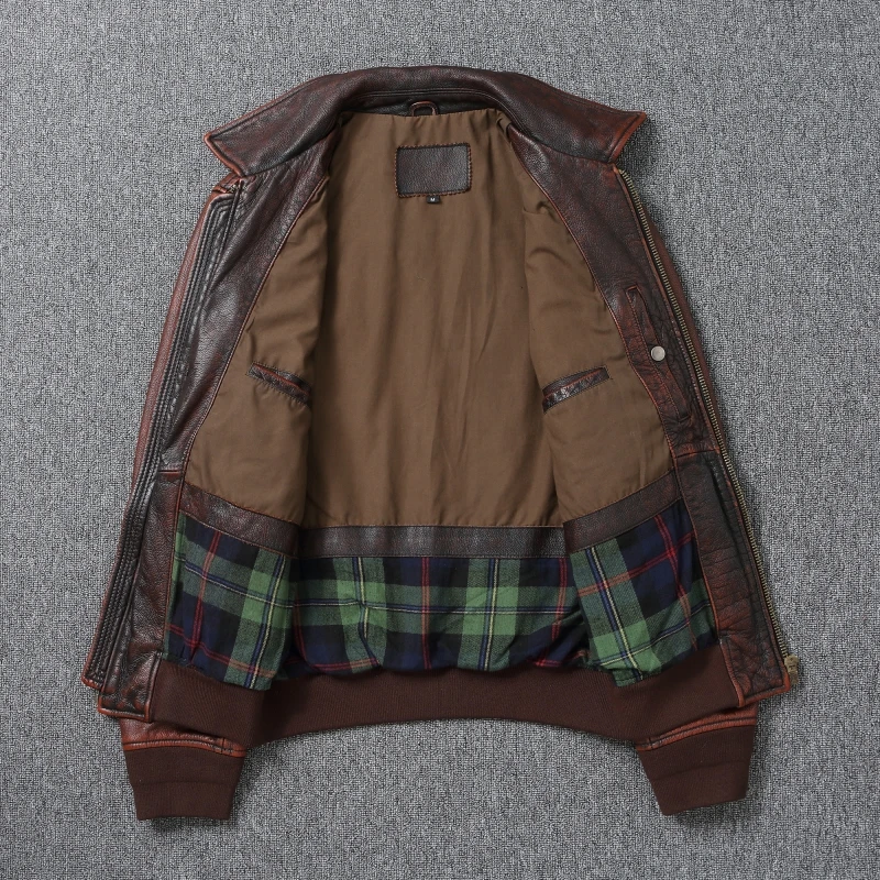 سترة جلدية أصلية بقصة ضيقة للرجال بنمط جديد، معطف لراكبي الدراجات النارية عتيق، سترة كاجوال عصرية للخريف