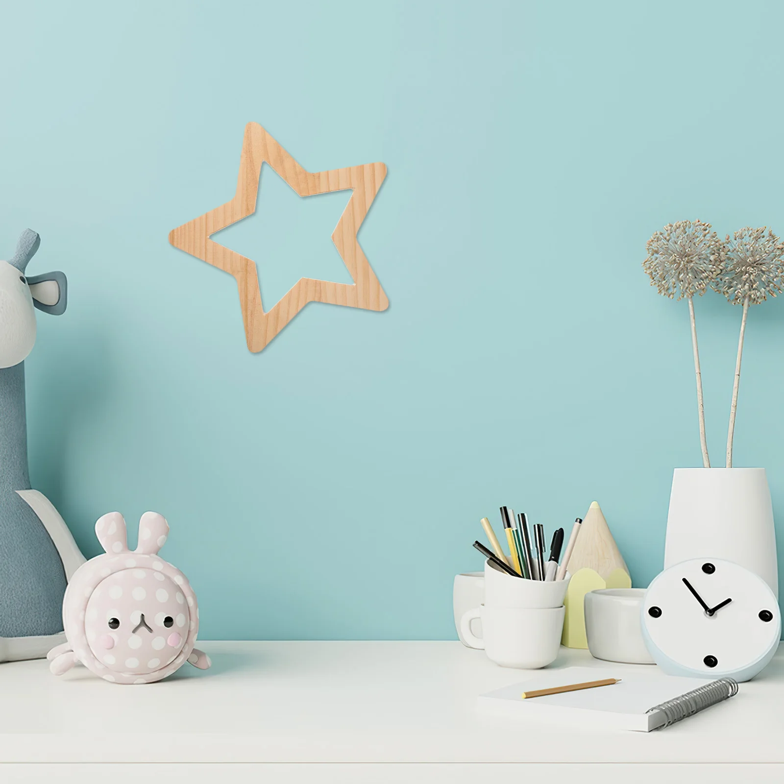 

Wooden Wall Stickers Star Crafts for Kids Accessories Beige Eid Mubarak Ornaments
