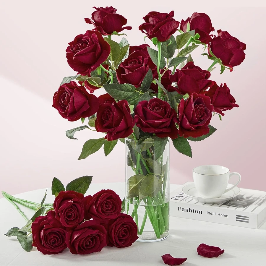 10 Stück Seiden-Kunstblumen Rosen Weihnachtsstrauß Heimdekoration Hochzeitskranz Brautaccessoires Sonderangebot Outdoor DIY Geschenk – Detail 2