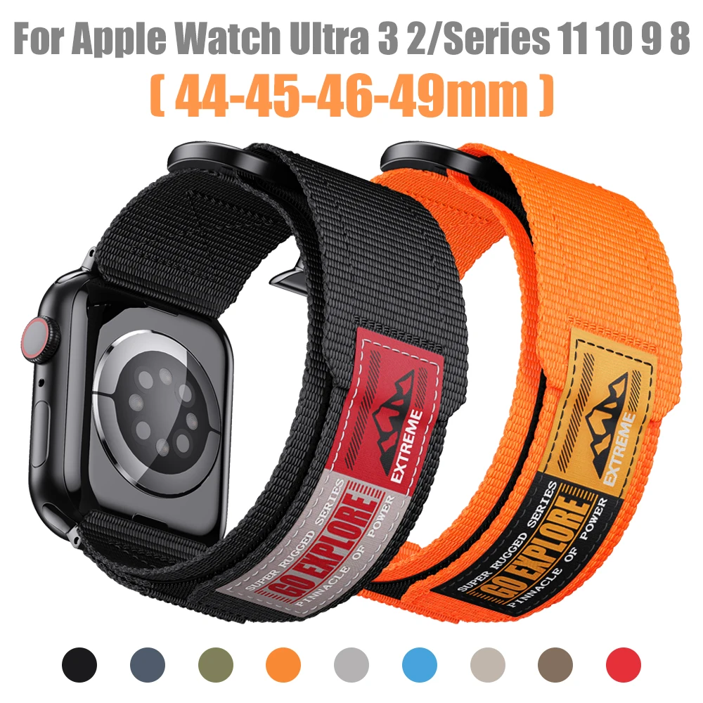Nylonarmband für Apple Watch Armband für Apple Watch Ultra 3 2 49 mm/Serie 11 10 46 mm/9 8 45 mm/7 6 44 mm Uhrenarmband-Zubehör