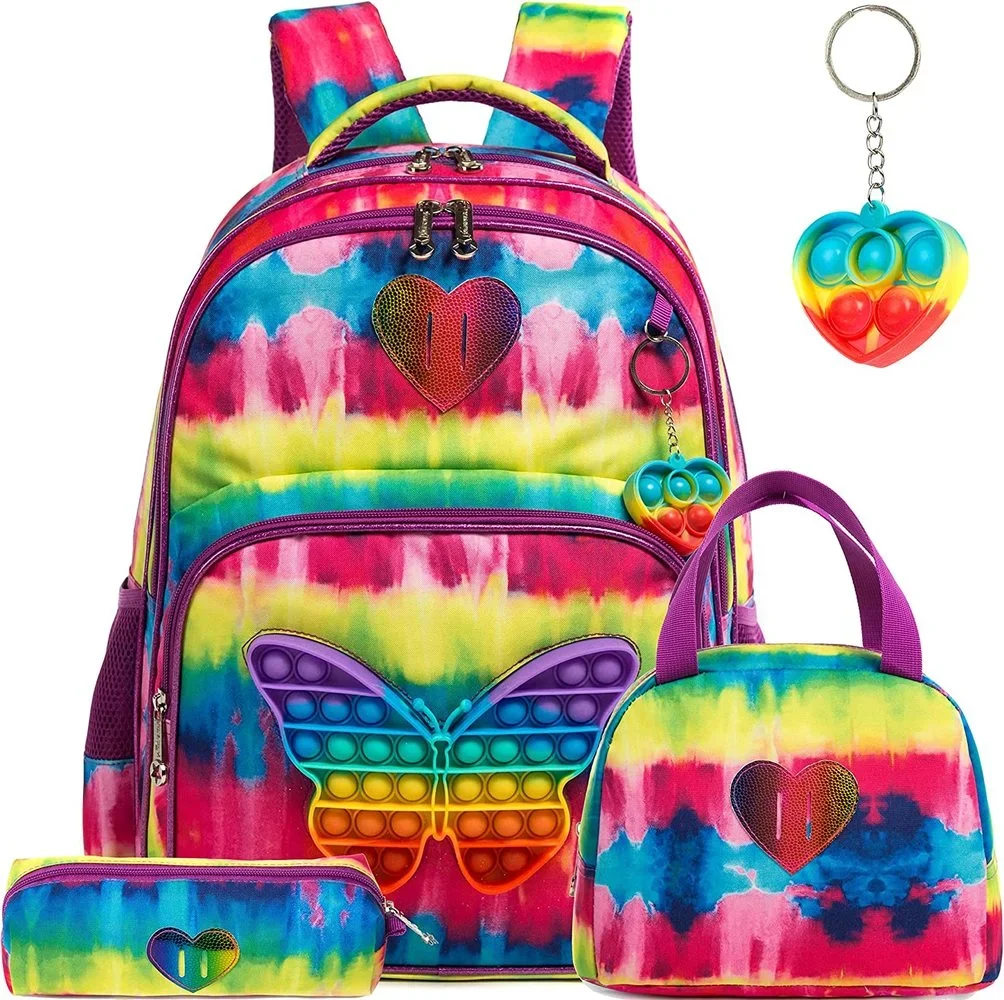 Bikab School Bags 3 in 1 Kids Bags for Girls Kawaii Backpack Waterproof Children School Bags for Girl 16\