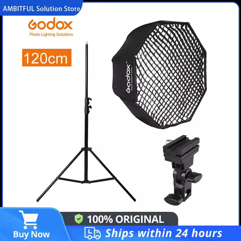 Godox Portable 120cm 47" Umbrella Octagon Softbox with Honeycomb Grid,2.8m Light Stand,Holder Bracket for Flash Speedlight