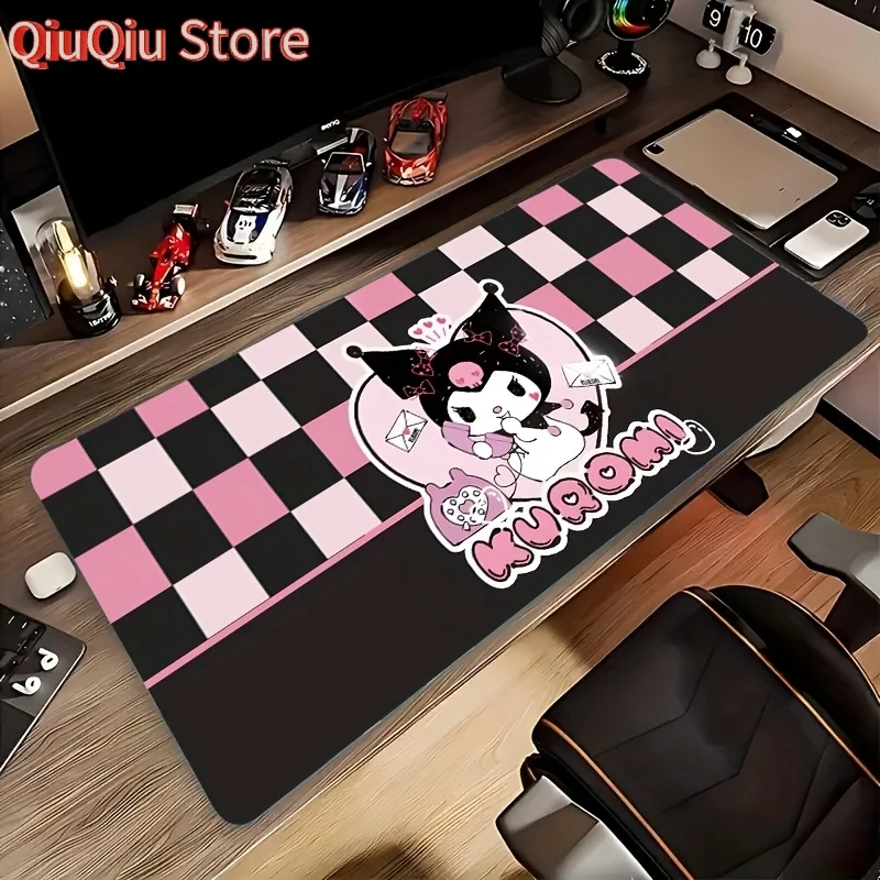 

1 шт. коврик для мыши Sanrio Kuromi, нескользящая резиновая основа, моющаяся, поддержка запястья, прямоугольный настольный коврик для офиса и учебы, прочный автомобиль