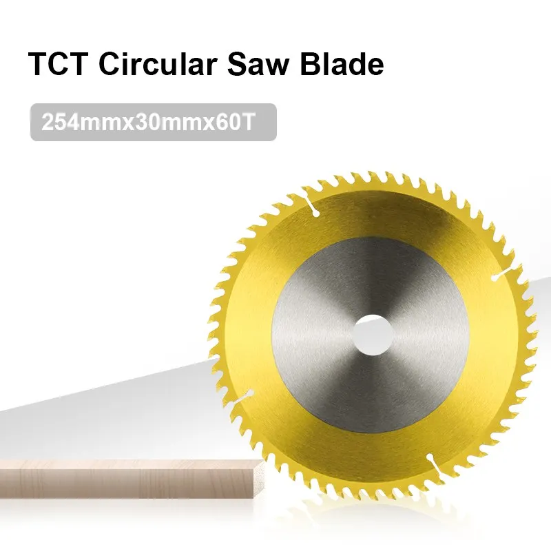 Cmcp 254Mm Snijgereedschap Cirkelzaagblad Disc 60 Tanden Tct Zaagblad Tin Coating Hout Snijden Disc Carbide zaagblad