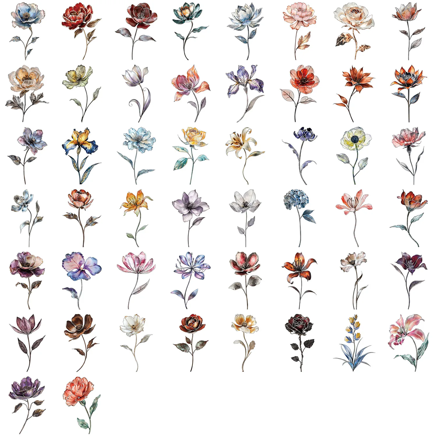 50PCS Hot Stamping Core Transparent PET Stickers Decoration DIY Notebook Stationery Computer Holiday Gift Stickers