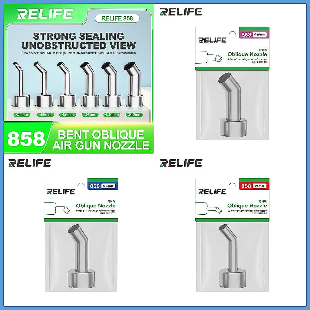 Heat Gun Nozzle 45° Angled, 4-12mm Tips for 857DW+/706W+/850 Series, Durable Accessory