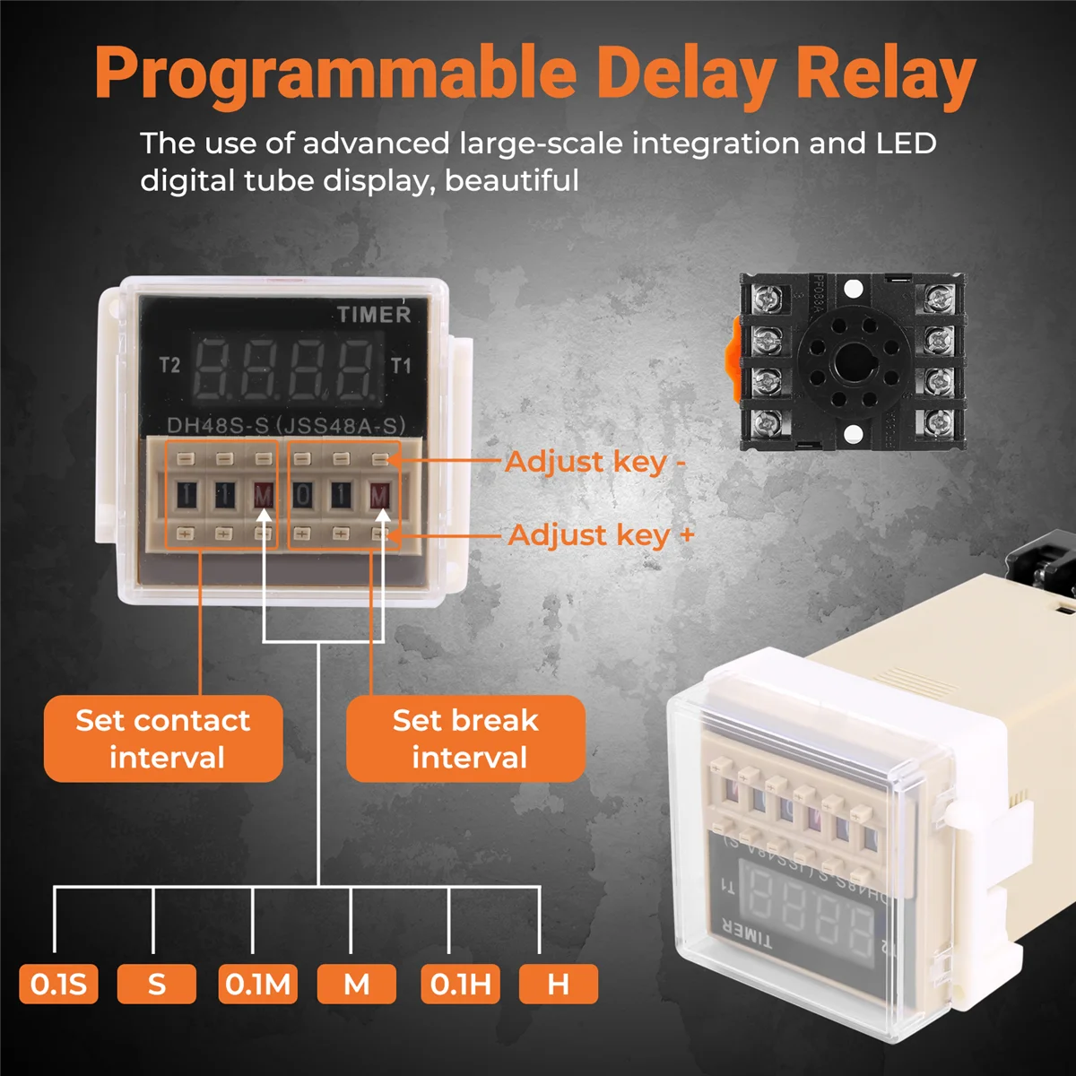 DH48S-S perangkat Relay Delay ganda yang dapat diprogram AC 220V 5A