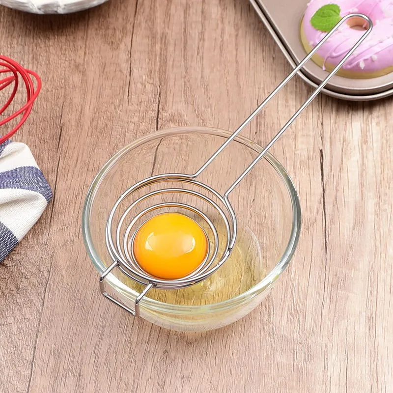1Pcs Household Stainless Steel Egg White Separator Long Handle Egg White Yolk Sifting Filter Eggs Divider Kitchen Tool Baker Too