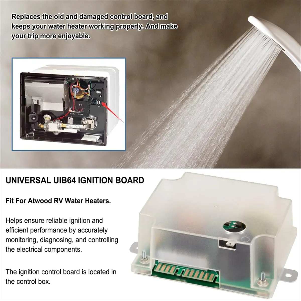 UIB64 Ignition Control Circuit Board for Atwood RV with 4 & 6 Position Edge Style / 10 Pin Connector
