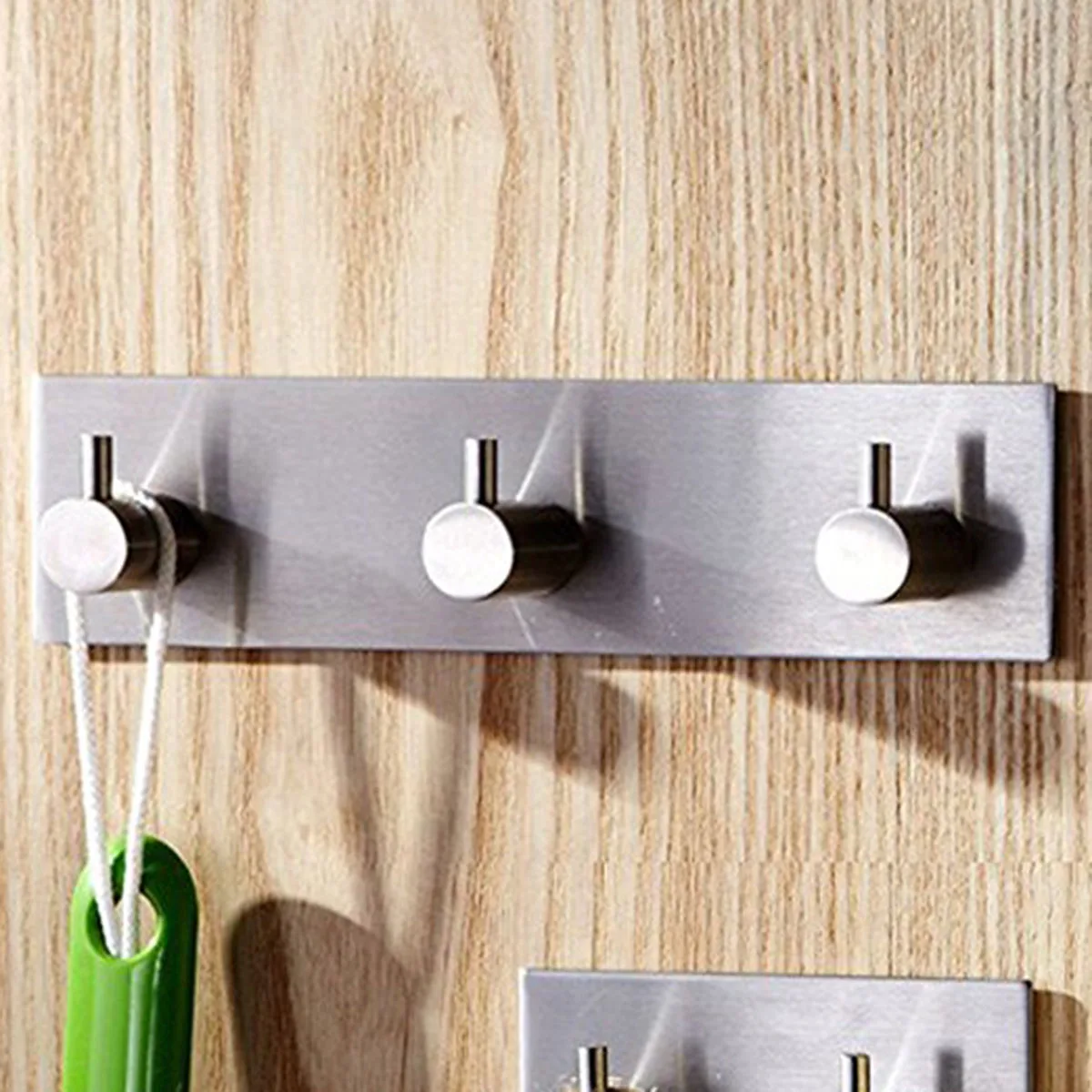 

3-Hook Stainless Steel Adhesive Hooks Heavy Duty Coat Robe Towel Hangers Wall Mounted for Bathroom Kitchen Living Room