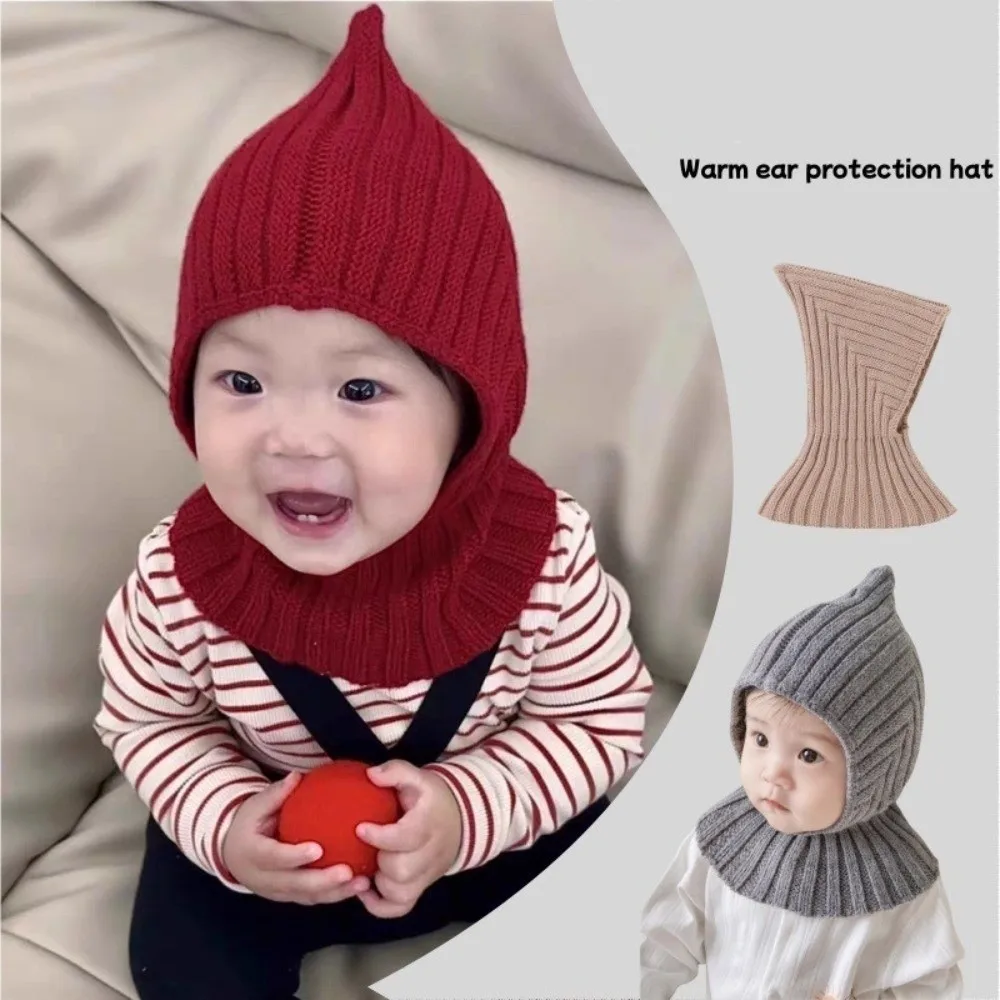 New Warm Baby Hat Scarf Set Windproof Polar Fleece Ear Protection Hat Integrated Knitted Pullover Hat Outdoor Sports