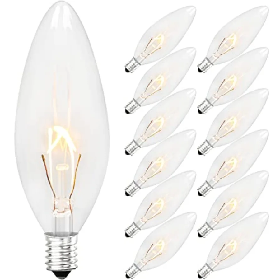 

Vintage Incandescent Light Bulbs 40Watt B10 380 Lumens, Clear Dimmable E12 Edison Candelabra Lightbulbs, Decorative Candle Bulb