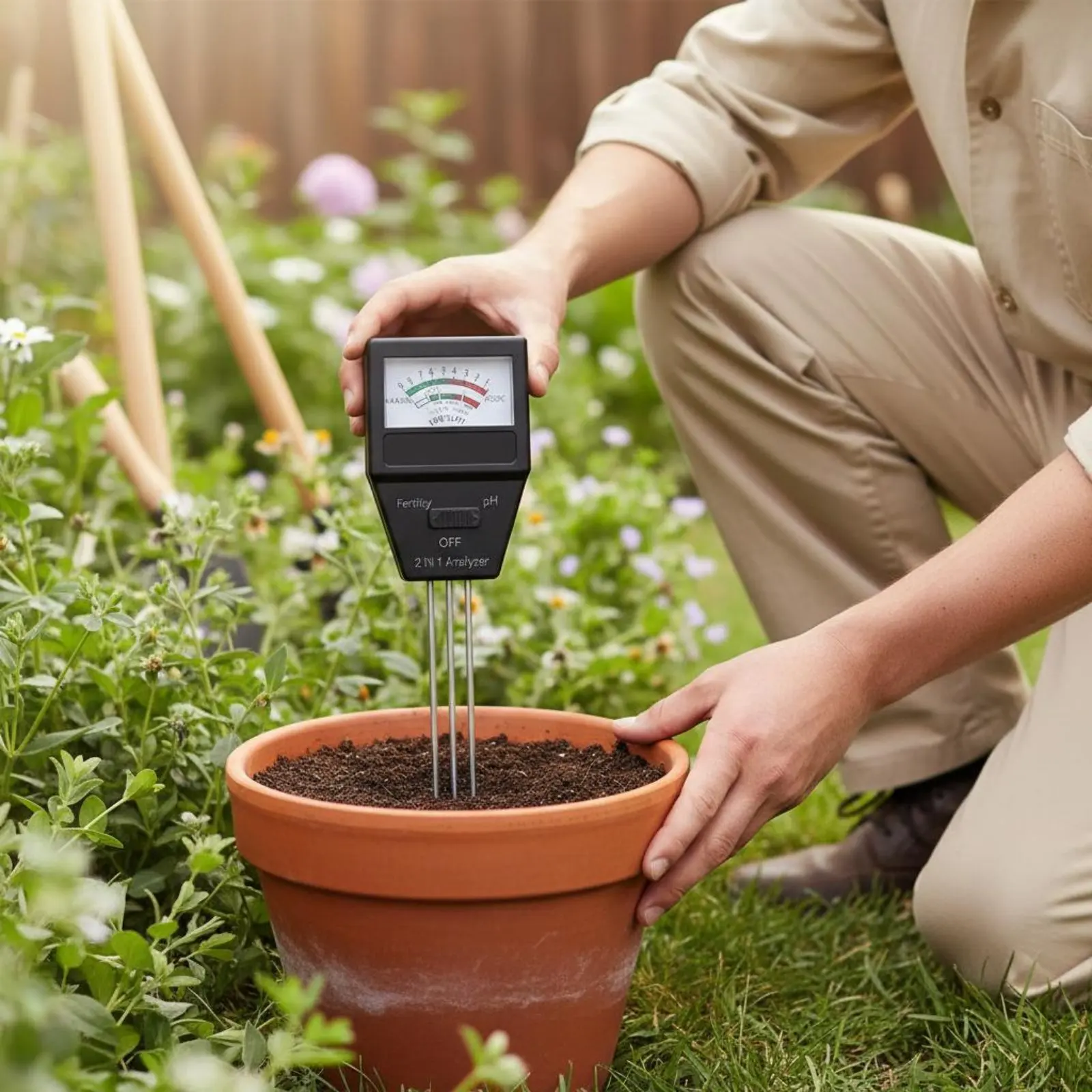 2 in 1 Soil Tester Easy to Use Soil Fertility Meter Plant Care Tool Accurate Readings Compact Design for Greenhouse