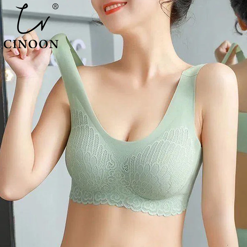 CINOON Sexy Push Up Bras Latex Women's Underwear Wire Free Female Gather Bralette Seamless Iingerie Ladies Comfort Brassiere