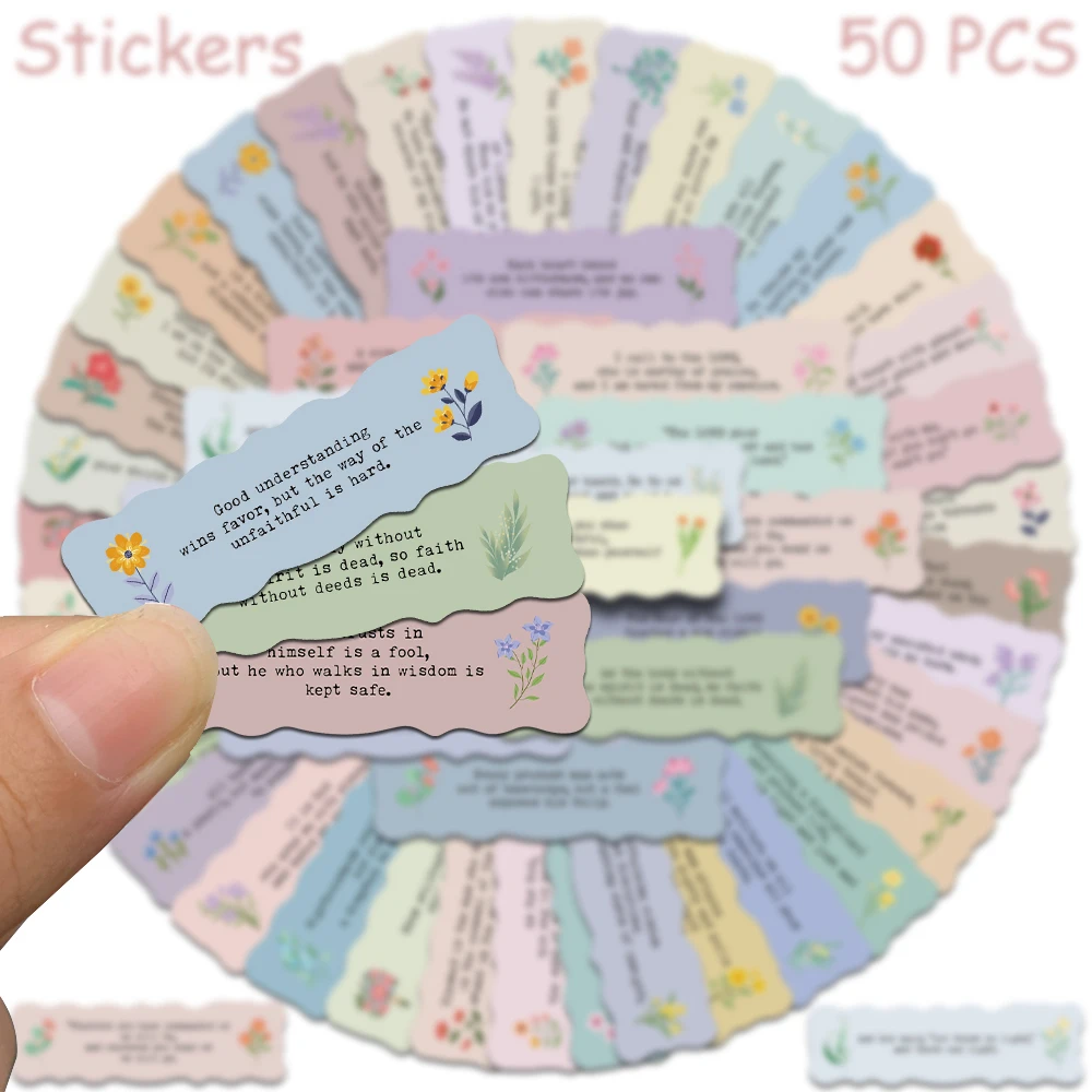 50pcs Bible Verse Stickers Decals For Laptop Scrapbook Skateboard Helmet DIY Cartoon Aesthetic Stickers Kids Creative Gifts