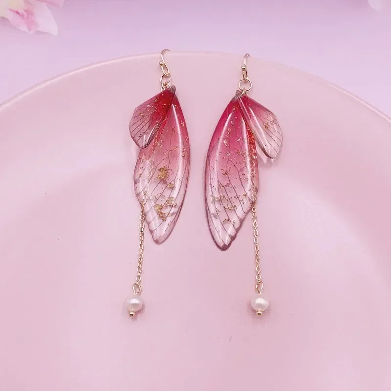 Minar Rainbow Gradient Resin Butterfly Dangle Earrings