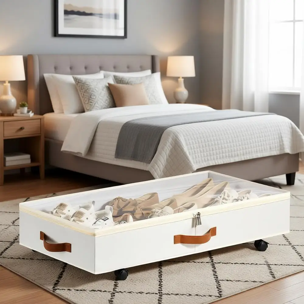 

Набор из 2-х выдвижных контейнеров для хранения под кроватью с прозрачными крышками, высота 6,7 дюйма, для обуви, одежды и многого другого