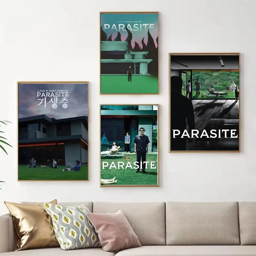Sharp Movie Parasite Poster Chic Art Poster Self-Adhesive No Glue Residue for Bedroom Hallway