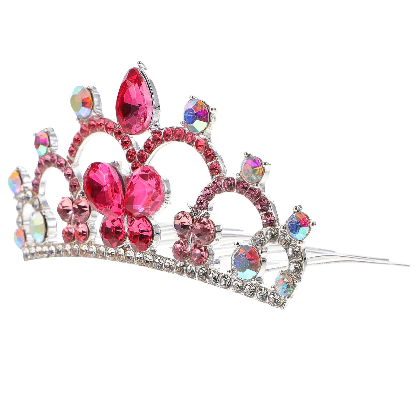 

Small Rhinestone Crown Comb Girls Birthday Party Headdress Hair Accessory Kids Tiaras Hair Comb Lightweight Durable