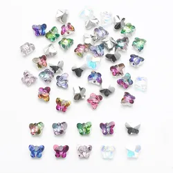 30 Pcs 8mm Mixed Butterfly Crystal Glass Pendants Colorful Loose Faceted Spacer Beads for DIY Making Jewelry Handmade Earring