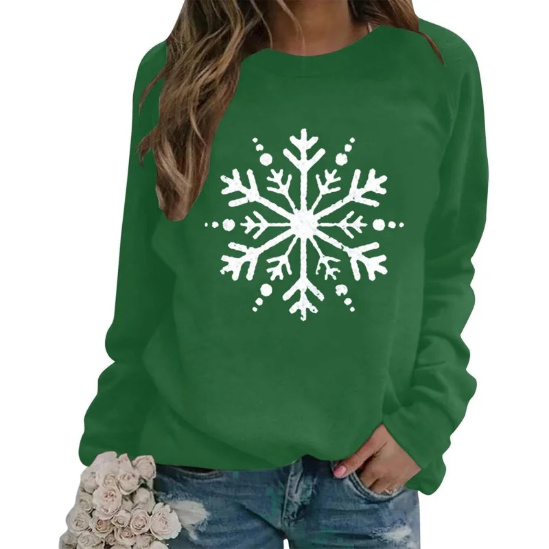 

Women's Christmas sweatshirtfun Hawaiian long sleeved pullovercute snowflake shirt top