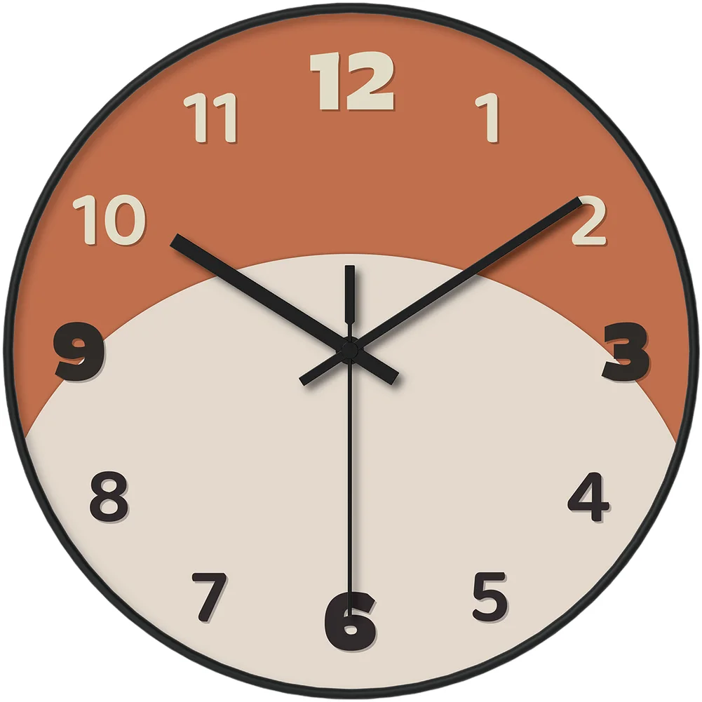 For battery Operated Silent Wall Clock 10 Inch Round Design for Living Room Bedroom Study PVC ABS Construction