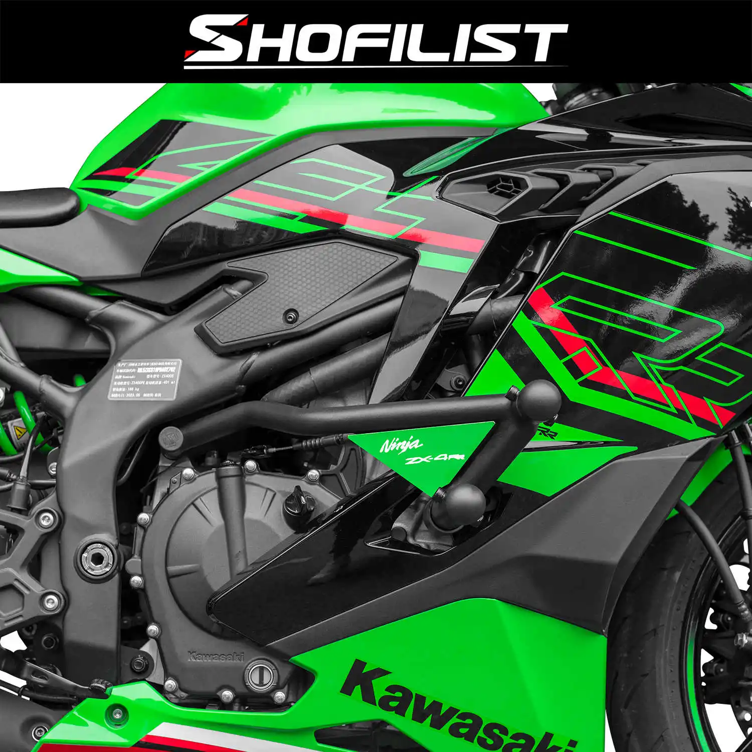 For Kawasaki ZX4-R/RR Modified Bumper, High Carbon Steel Bumper Aluminum Alloy Anti Drop Head Thickened Anti Drop Bumper