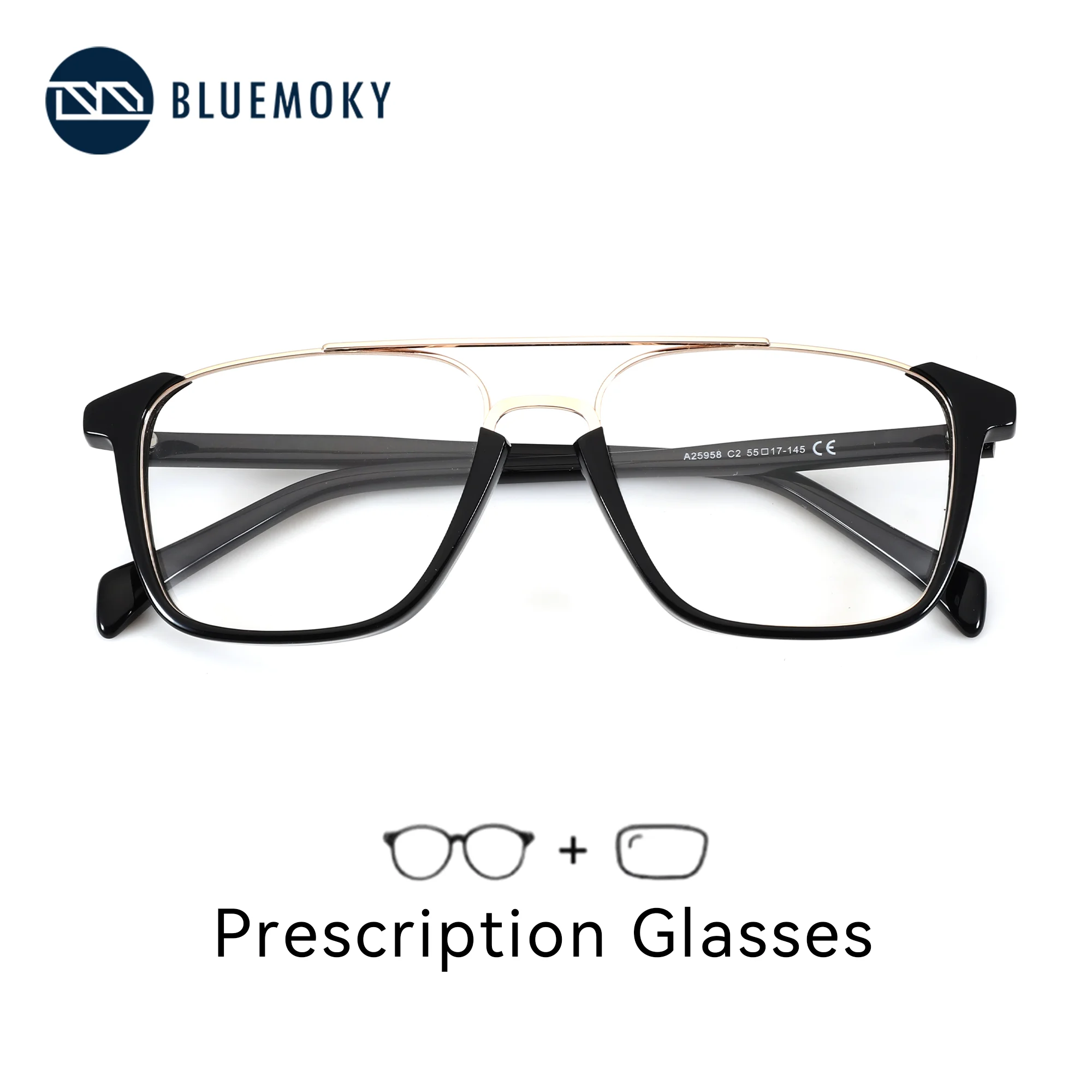 

BLUEMOKY M Size Aviator Acetate Custom Prescription Glasses For Men Vision Correction Eyeglasses Near Myopia Optical Eyewear