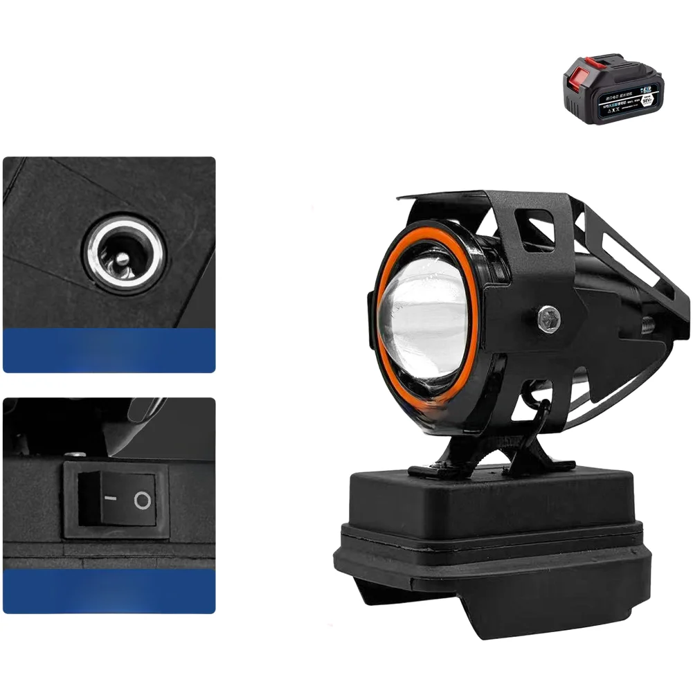 21V LED Work Light With Strobe Flash For Power Tool Battery AC DC Outdoor Lighting Adjustable Brightness