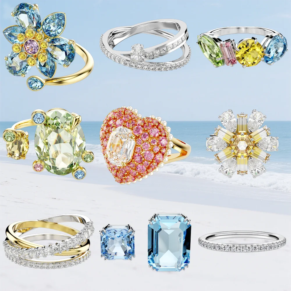 

New fashion gemstone ring, light luxury open ring, inlaid with gorgeous colored gemstones, suitable for lovers as gifts