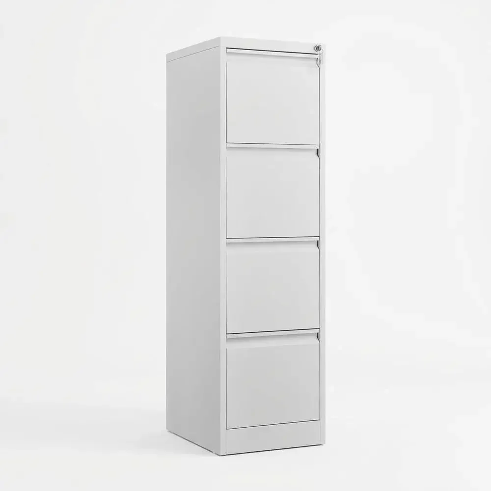 Heavy-Duty Metal Steel Storage Cabinet with Lock, Suitable for Office and Home, Assembly Required, White