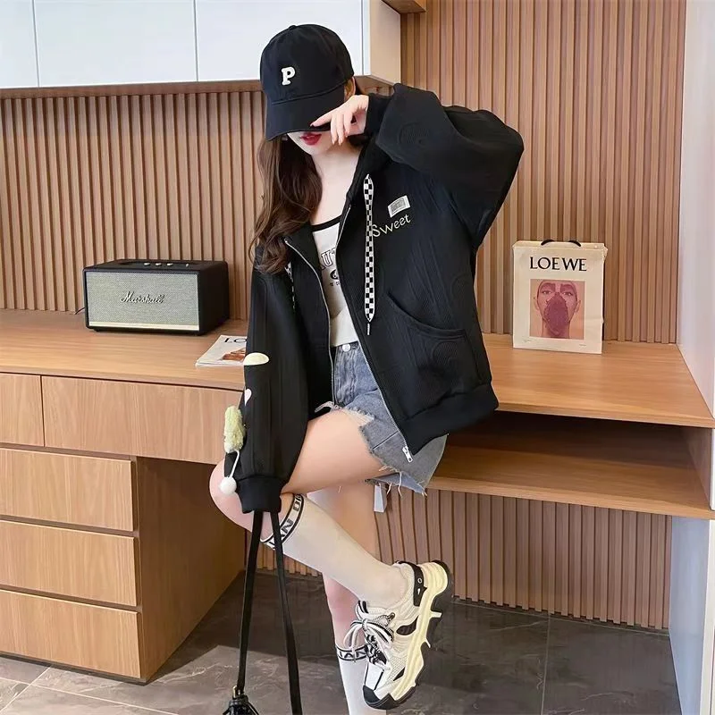 Coat Spring Autumn Fashion Design Sense Hoodie Hoodie Women Short Zipper Korean Version Of Age Reduction Hooded Preppy Style