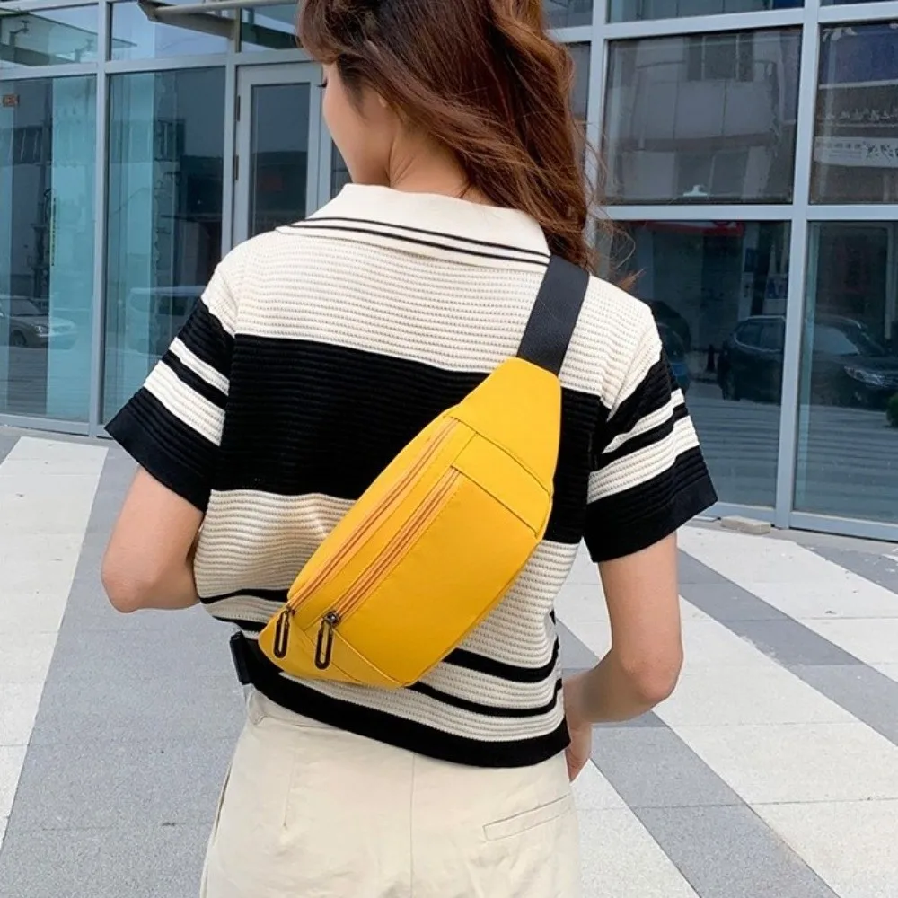 

Solid Color Oxford Waist Bag Waterproof Large Capacity Sports Fanny Pack Lightweight Multifunctional Mobile Phone Bag Women