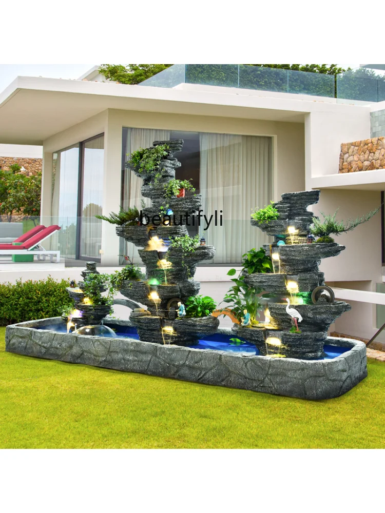 Outdoor Large Rockery Fountain Fish Pond Large Floor Indoor Fountain Waterscape Floor Ornaments