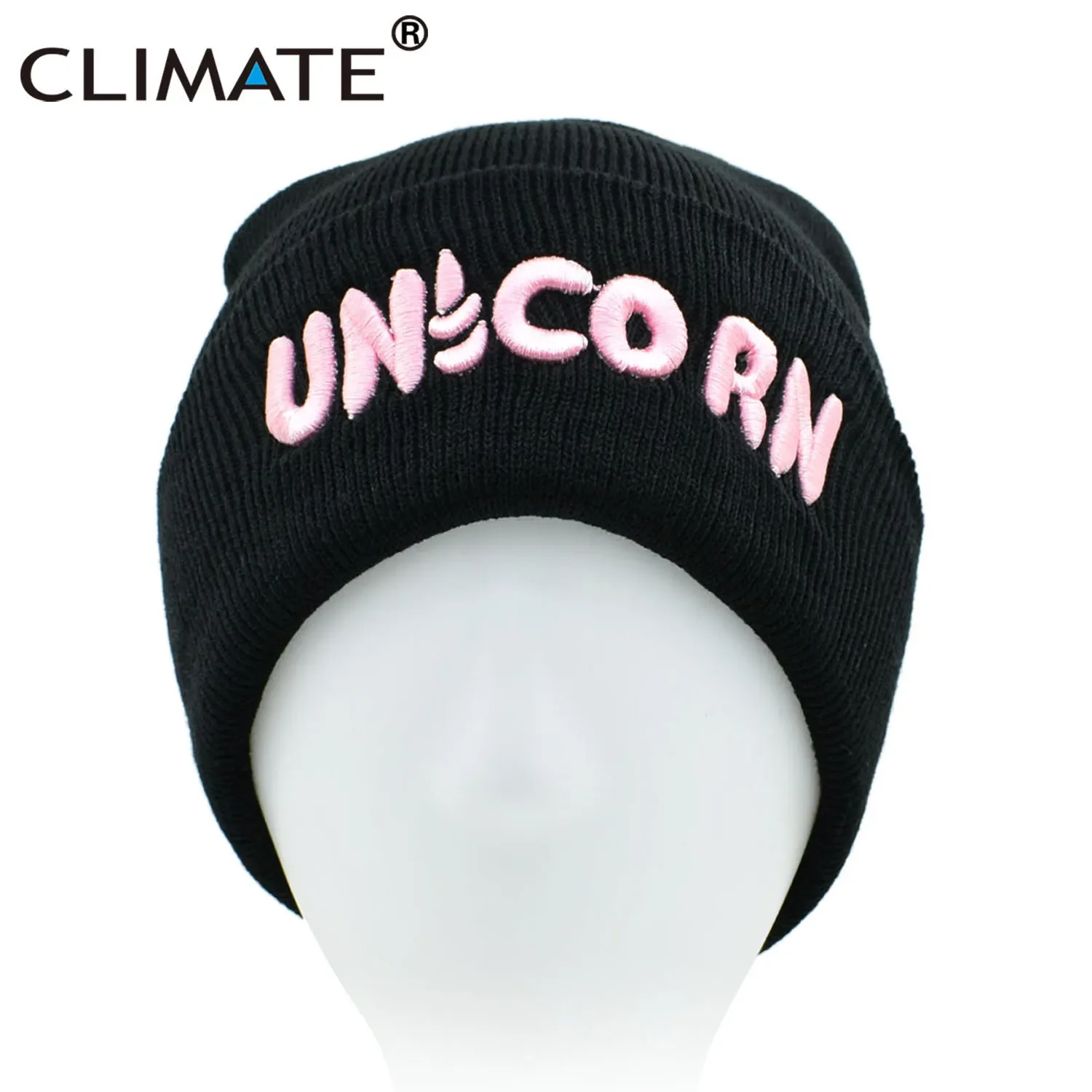 CLIMATE Women Men Unicorn Winter Warm Beanie Hat Unicorn Black HipHop Soft Knitted Hat For Adult Teenagers Boy Girls Warm Hat