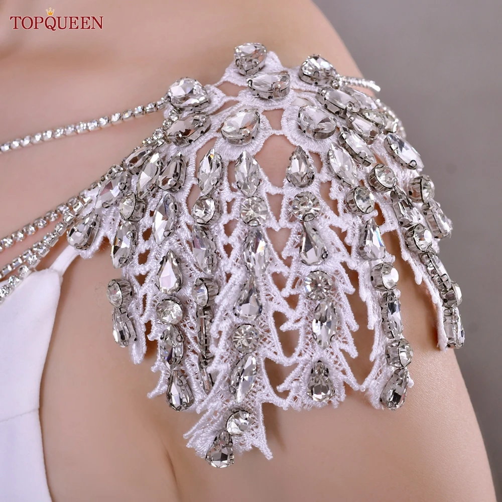 TOPQUEEN Wholesale Bridal Shoulder Chain Body Necklace Rhinestone Tassel Shawl Scarf Accessories Ladies Body Jewelry Boho SG05