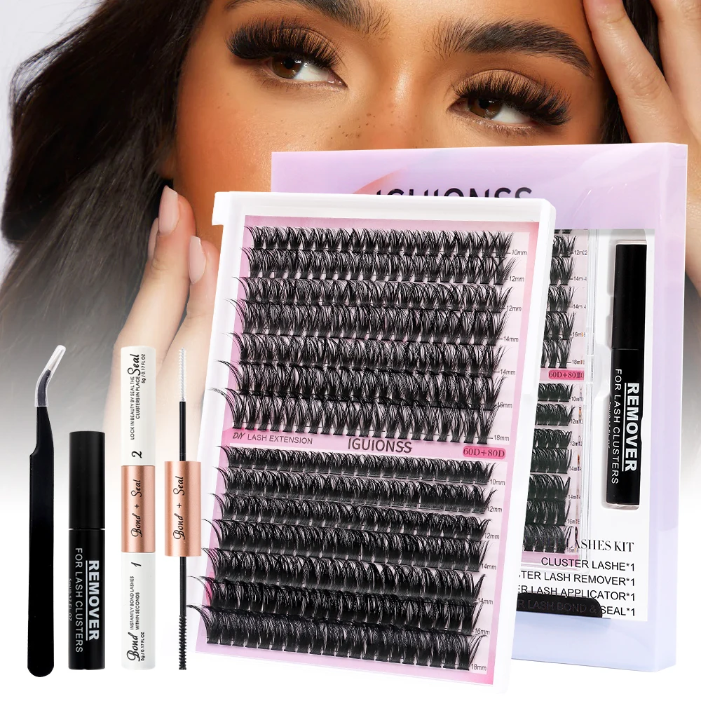 False eyelash kit 60P+80P mixed eyelash pencil kit eyelash kit with eye black and sealing brush and tweezers and degumming DIY