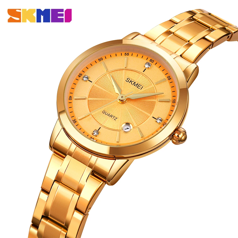 

SKMEI Top Brand Women Watch Luxury Rhinestone Stainless Steel Bracelet Ladies Watches Casual Waterproof Date Women's Wrist Watch