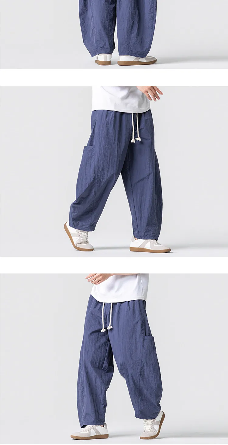 2026 Sommer Herren Jogginghose Haremshose Leichte Hose mit Elastischem Bund Gerade Geschnittene Lockere Jogging-Hose Einfarbige Freizeithose M-5XL – Detail 9